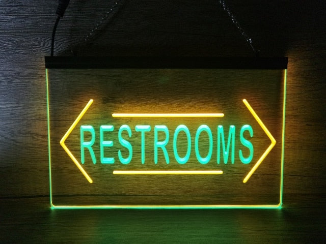 Restrooms Both Sides Two Tone Illuminated Sign