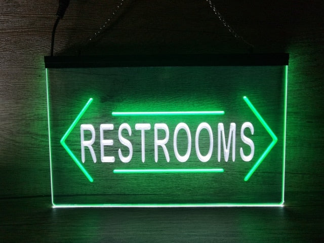 Restrooms Both Sides Two Tone Illuminated Sign