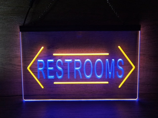 Restrooms Both Sides Two Tone Illuminated Sign