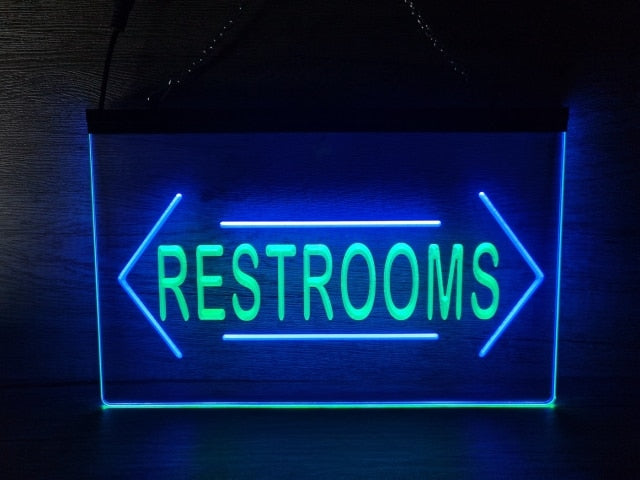 Restrooms Both Sides Two Tone Illuminated Sign