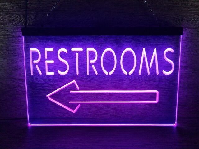 Restrooms To The Left Two Tone Illuminated Sign