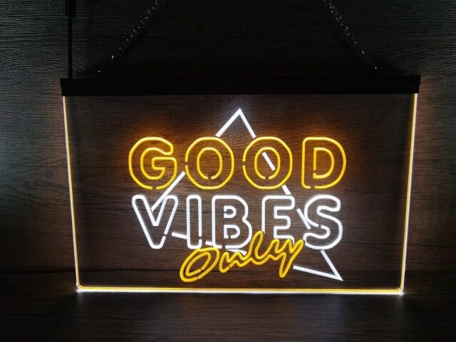 Good Vibes Only Triangle Two Tone Illuminated Sign