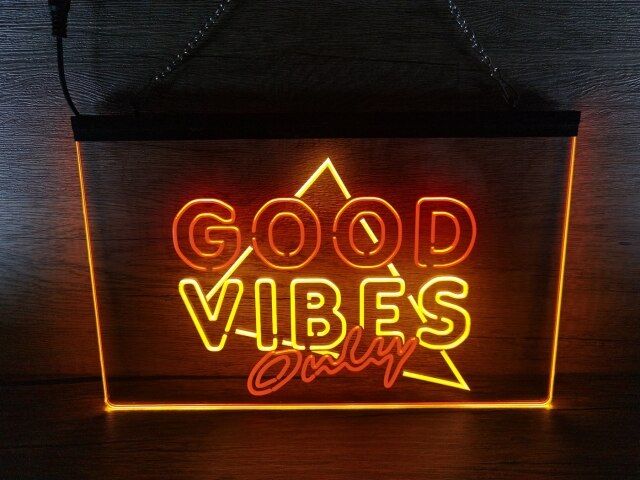 Good Vibes Only Triangle Two Tone Illuminated Sign