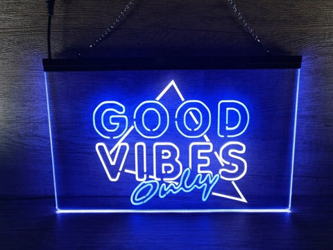 Image of Good Vibes Only Triangle Two Tone Illuminated Sign