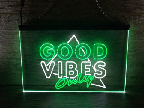 Image of Good Vibes Only Triangle Two Tone Illuminated Sign
