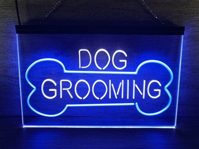 Dog Grooming Two Tone Illuminated Sign
