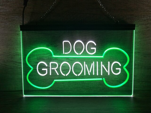Dog Grooming Two Tone Illuminated Sign