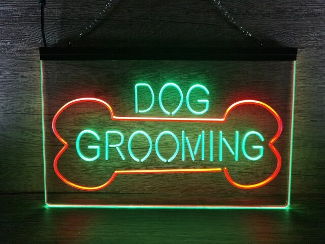 Dog Grooming Two Tone Illuminated Sign