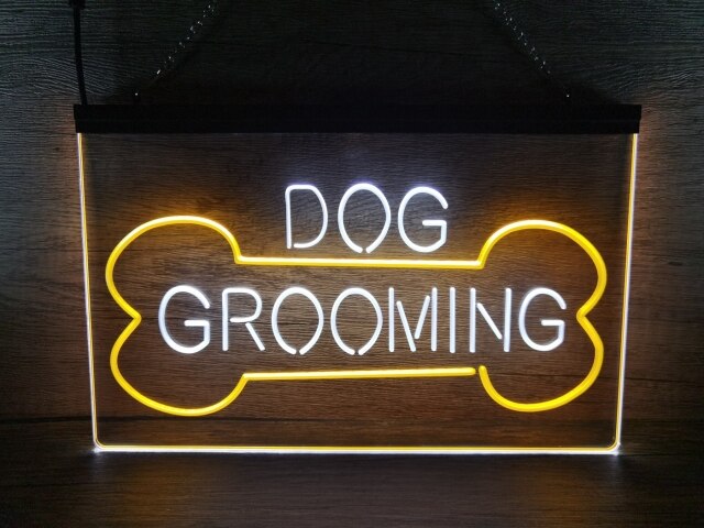 Dog Grooming Two Tone Illuminated Sign