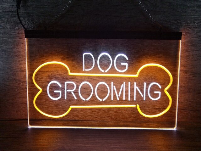 Dog Grooming Two Tone Illuminated Sign