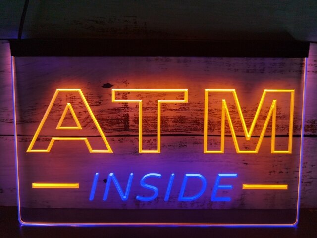 ATM Inside Two Tone Illuminated Sign