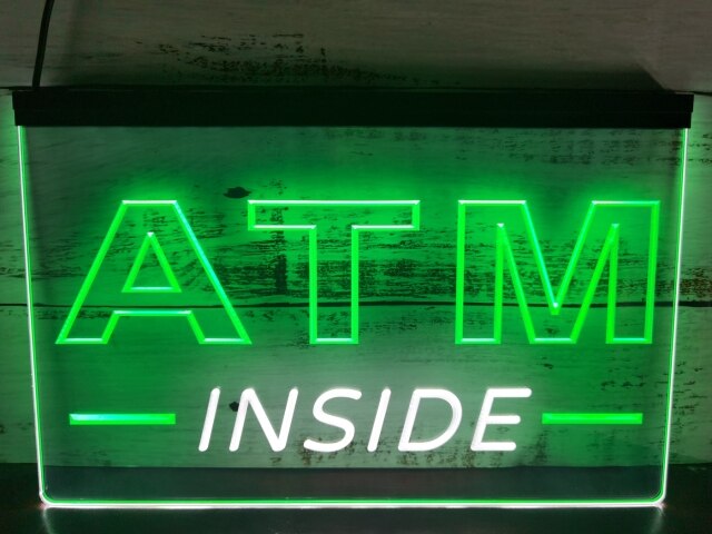 ATM Inside Two Tone Illuminated Sign