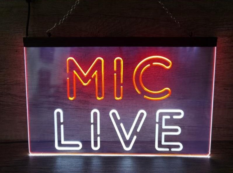 Mic Live Two Tone Illuminate Sign