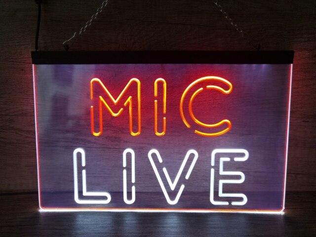 Mic Live Two Tone Illuminate Sign