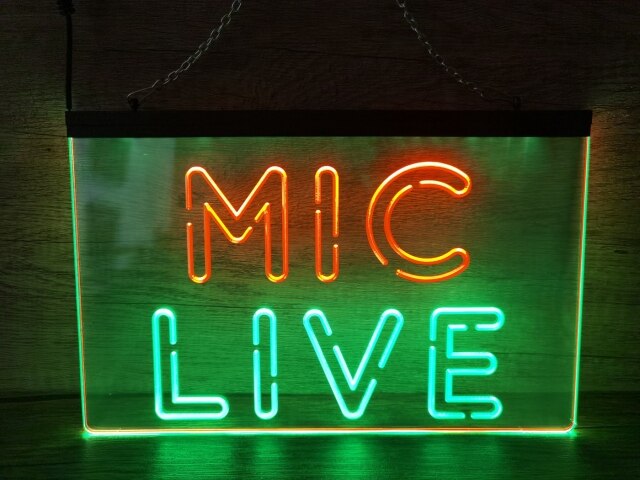 Mic Live Two Tone Illuminate Sign