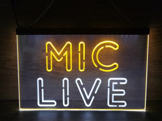 Mic Live Two Tone Illuminate Sign