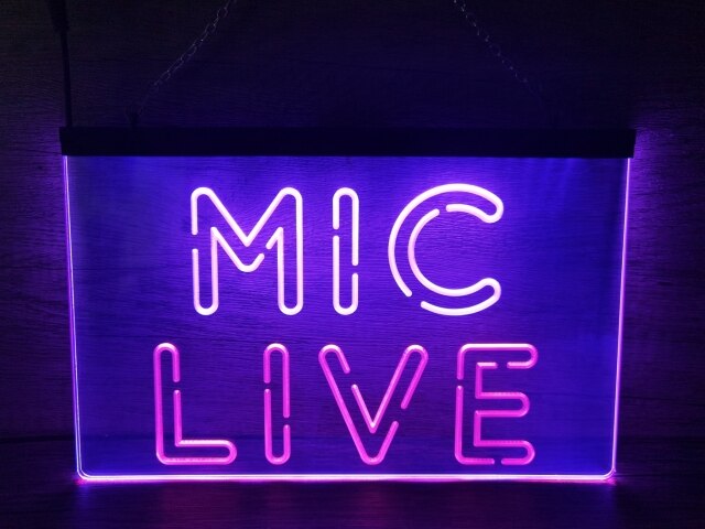 Mic Live Two Tone Illuminate Sign