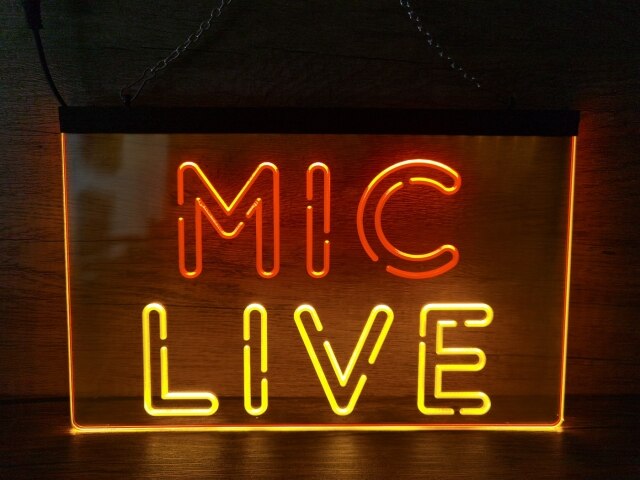 Mic Live Two Tone Illuminate Sign