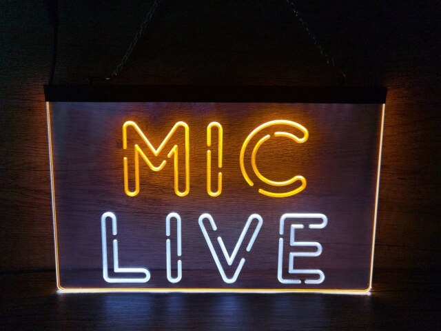 Mic Live Two Tone Illuminate Sign
