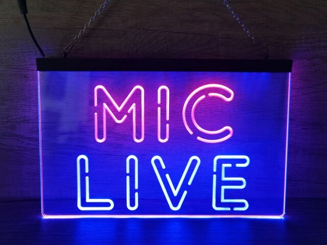 Mic Live Two Tone Illuminate Sign