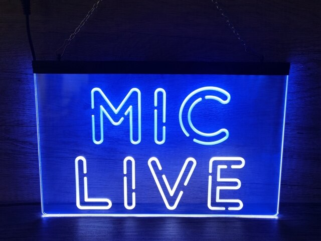 Mic Live Two Tone Illuminate Sign
