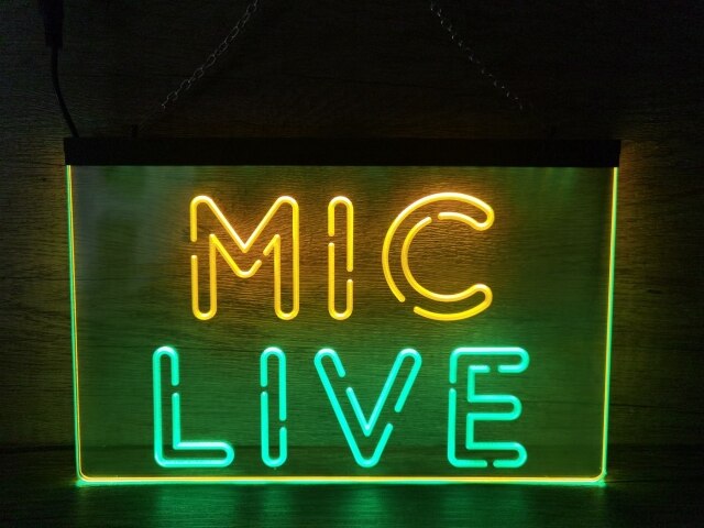 Mic Live Two Tone Illuminate Sign