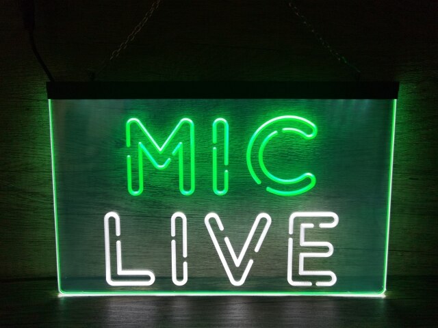 Mic Live Two Tone Illuminate Sign