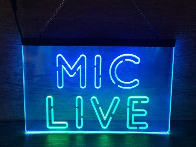 Mic Live Two Tone Illuminate Sign
