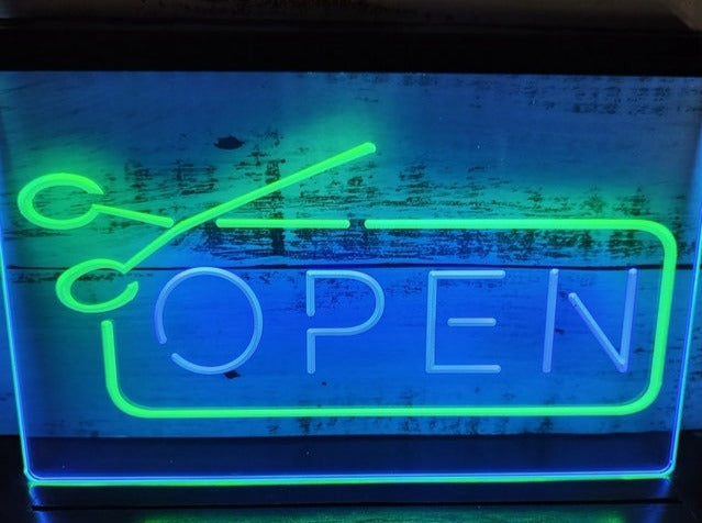 Open Scissors Barbers Hairdressers Two Tone Illuminated Sign