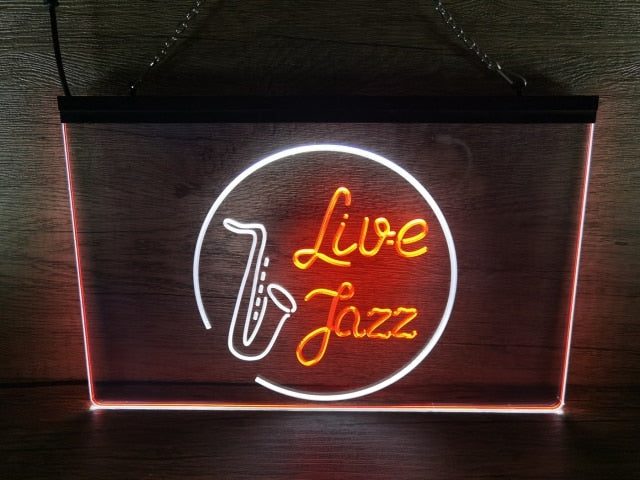 Live Jazz Two Tone Illuminated Sign