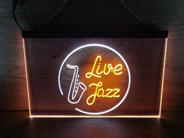 Live Jazz Two Tone Illuminated Sign
