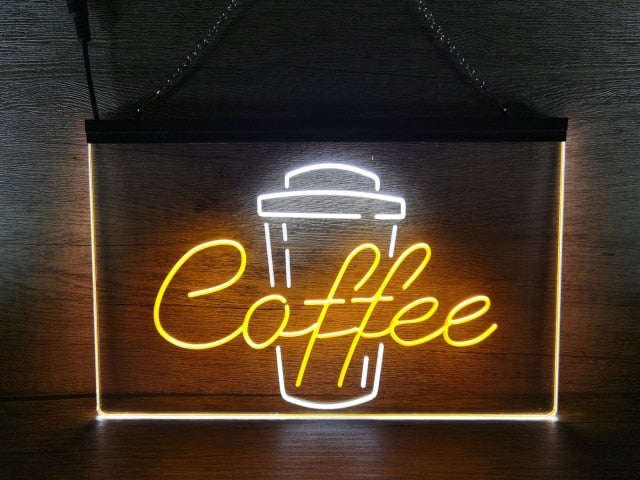 Coffee Cup Take Out Two Tone Illuminated Sign