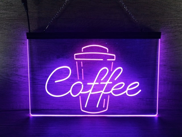 Coffee Cup Take Out Two Tone Illuminated Sign