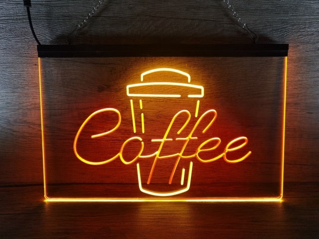 Coffee Cup Take Out Two Tone Illuminated Sign