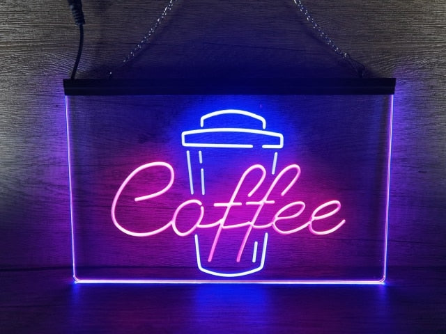 Coffee Cup Take Out Two Tone Illuminated Sign