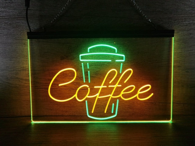 Coffee Cup Take Out Two Tone Illuminated Sign