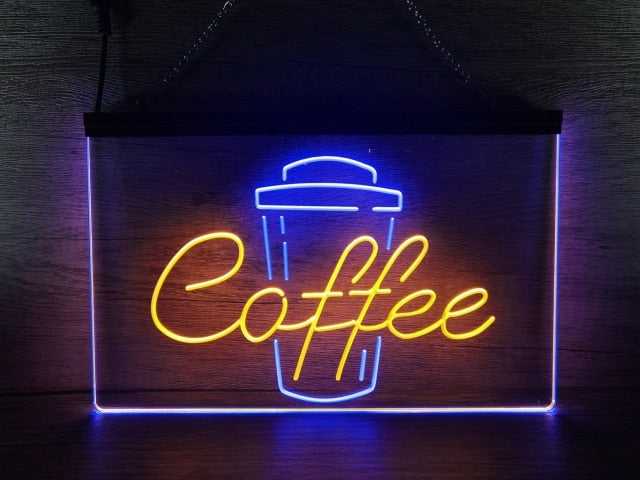 Coffee Cup Take Out Two Tone Illuminated Sign
