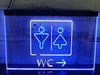 WC Restroom Toilet Two Tone Illuminated Sign