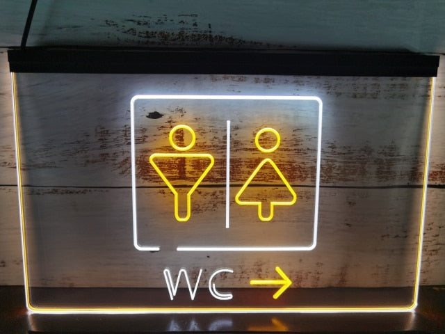 WC Restroom Toilet Two Tone Illuminated Sign