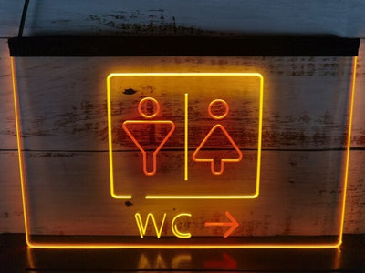 WC Restroom Toilet Two Tone Illuminated Sign