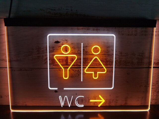WC Restroom Toilet Two Tone Illuminated Sign