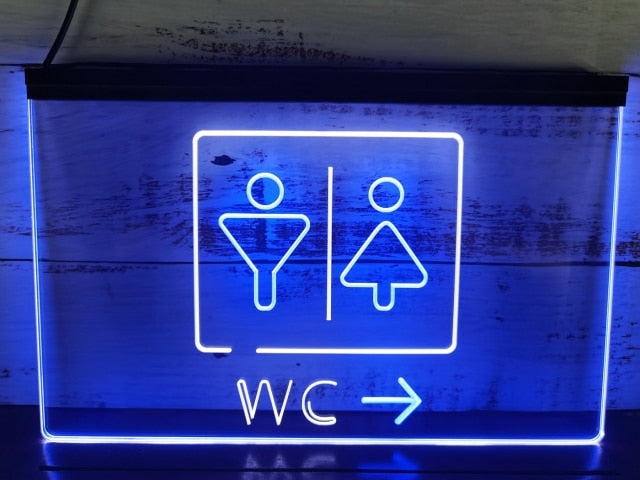 WC Restroom Toilet Two Tone Illuminated Sign