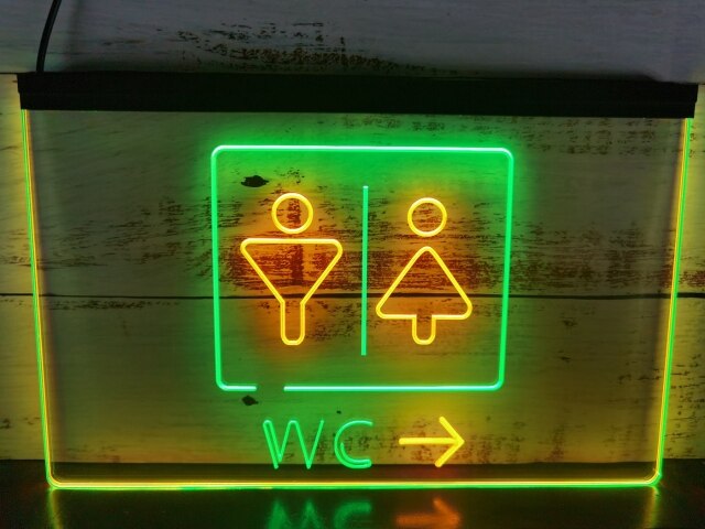 WC Restroom Toilet Two Tone Illuminated LED Neon Sign – Dope Neons
