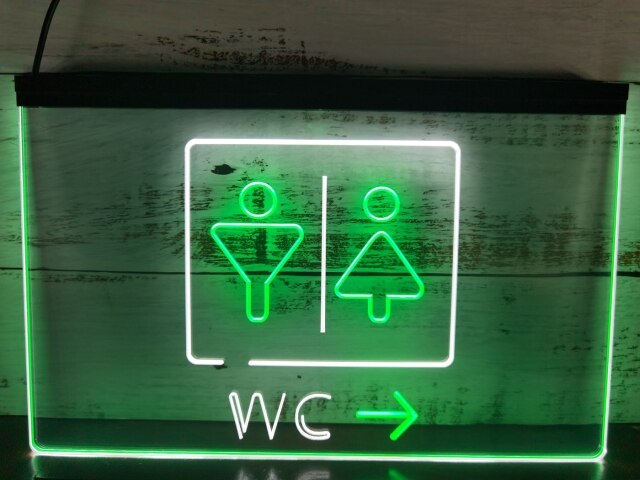 WC Restroom Toilet Two Tone Illuminated Sign