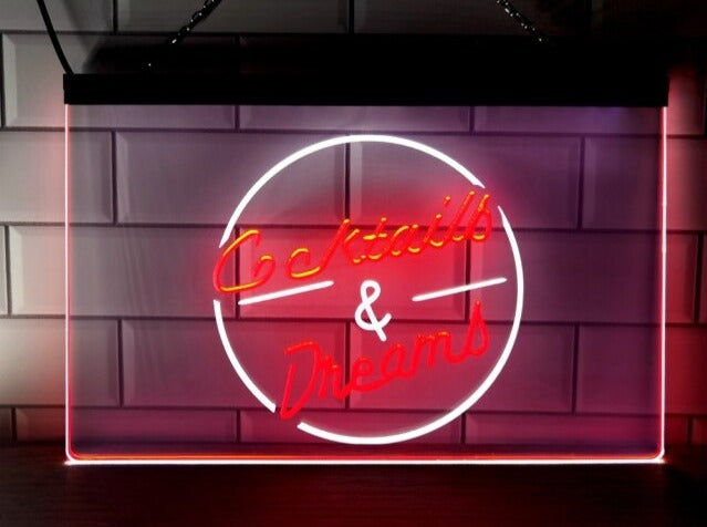 Cocktails and Dreams Two Tone Illuminated LED Neon Sign