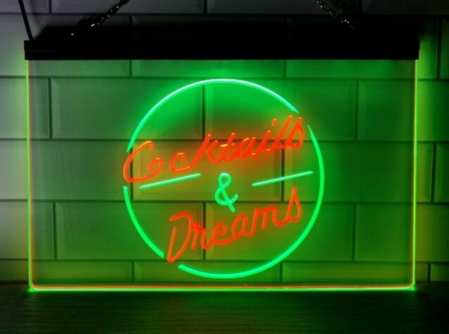 Cocktails and Dreams Two Tone Illuminated LED Neon Sign