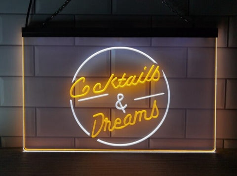 Image of Cocktails and Dreams Two Tone Illuminated LED Neon Sign