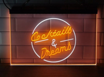 Cocktails and Dreams Two Tone Illuminated LED Neon Sign