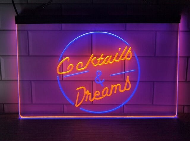 Cocktails and Dreams Two Tone Illuminated LED Neon Sign