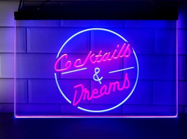 Cocktails and Dreams Two Tone Illuminated LED Neon Sign